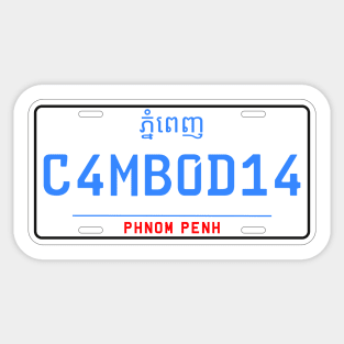 Cambodia car license plate Sticker